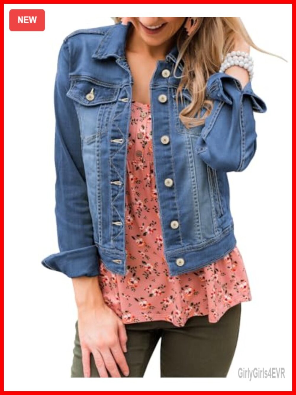 Classic Denim Trucker Jacket Button Up Fitted Casual Jean Jacket